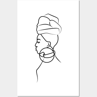 African woman line art Posters and Art